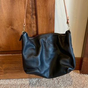 Umbrella collective crossbody black leather hobo bag